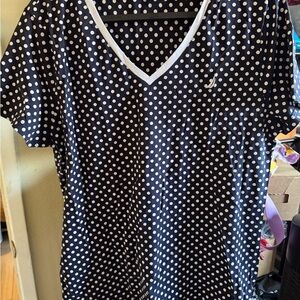 Nautica Polka Dot V-Neck blouse size large